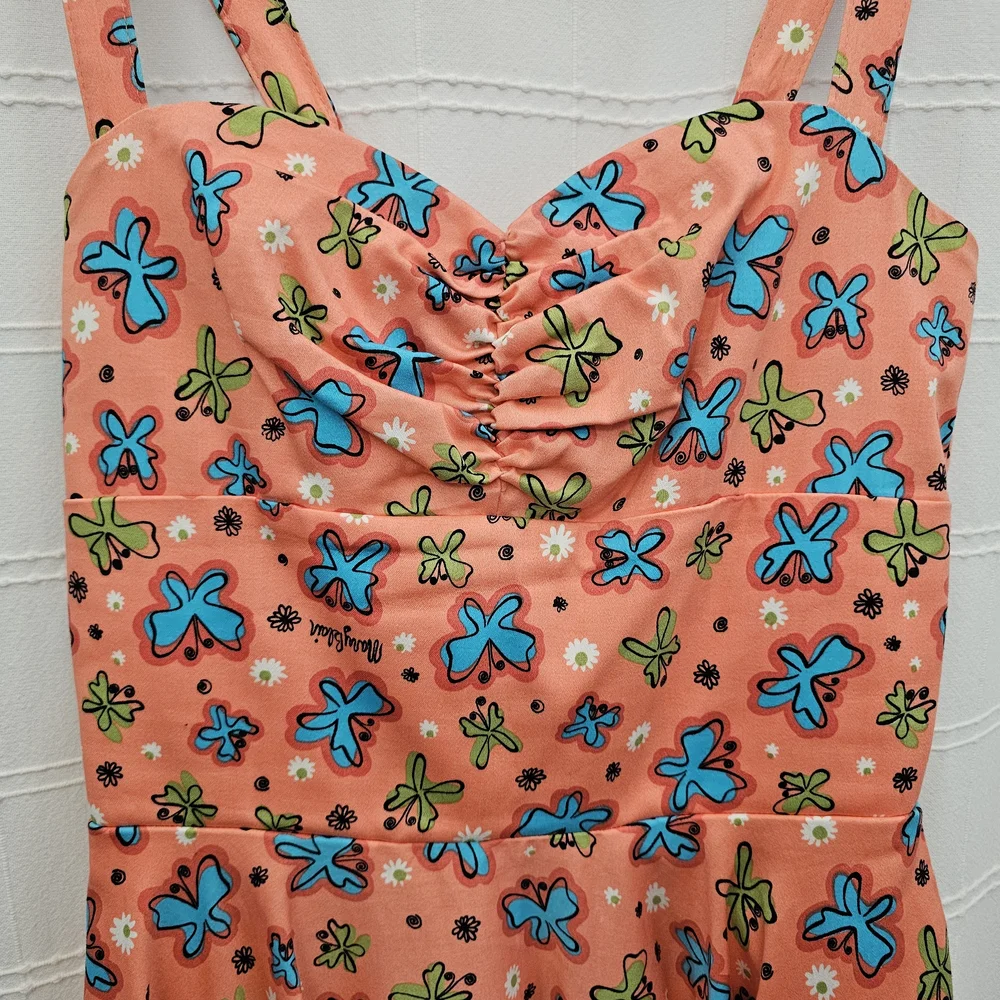 Pinup Couture Coral Butterfly Midi Dress - Picture 1 of 4